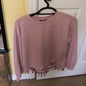 SHEIN Small Cropped Pullover Sweater with Tassels